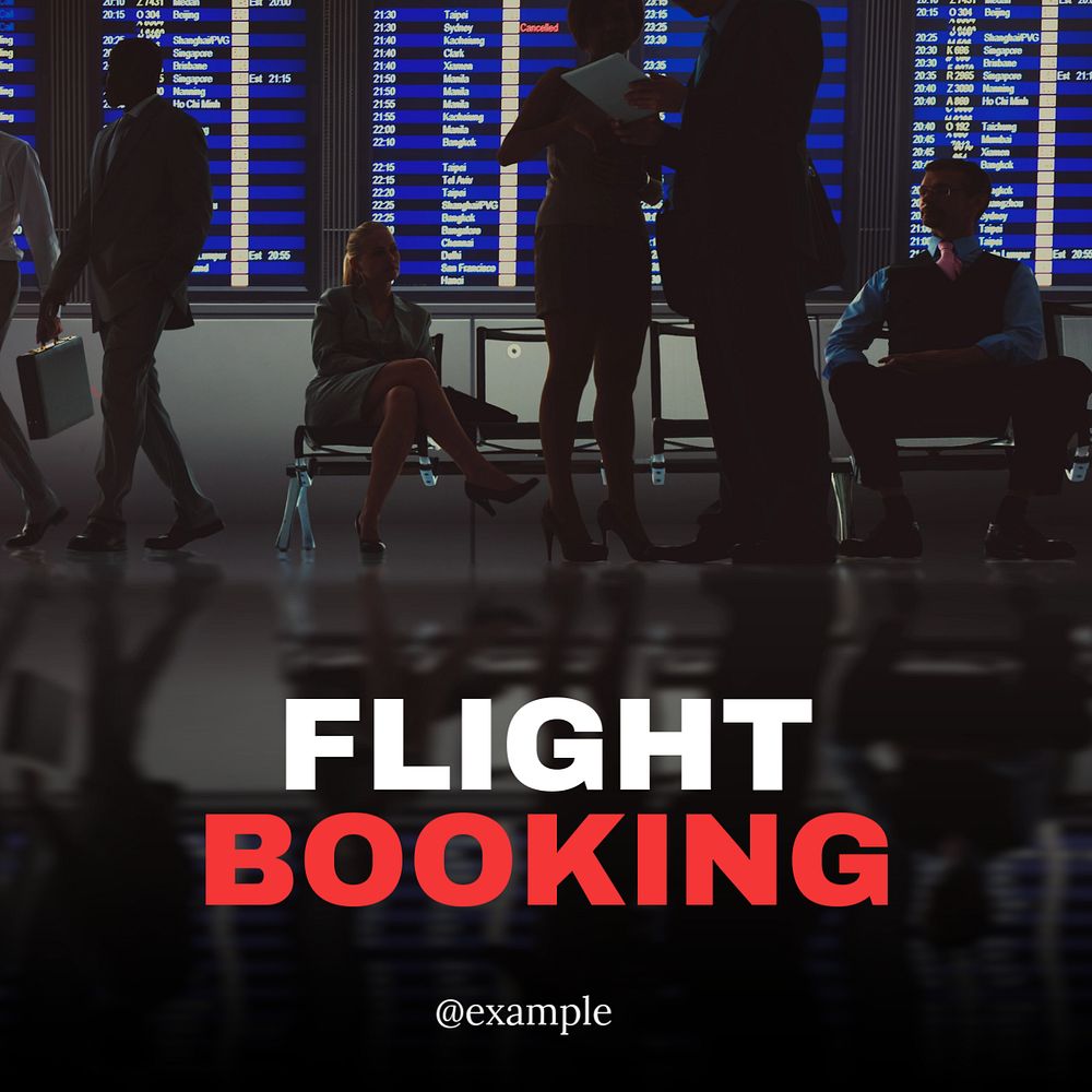 Flight booking Instagram post template, editable text