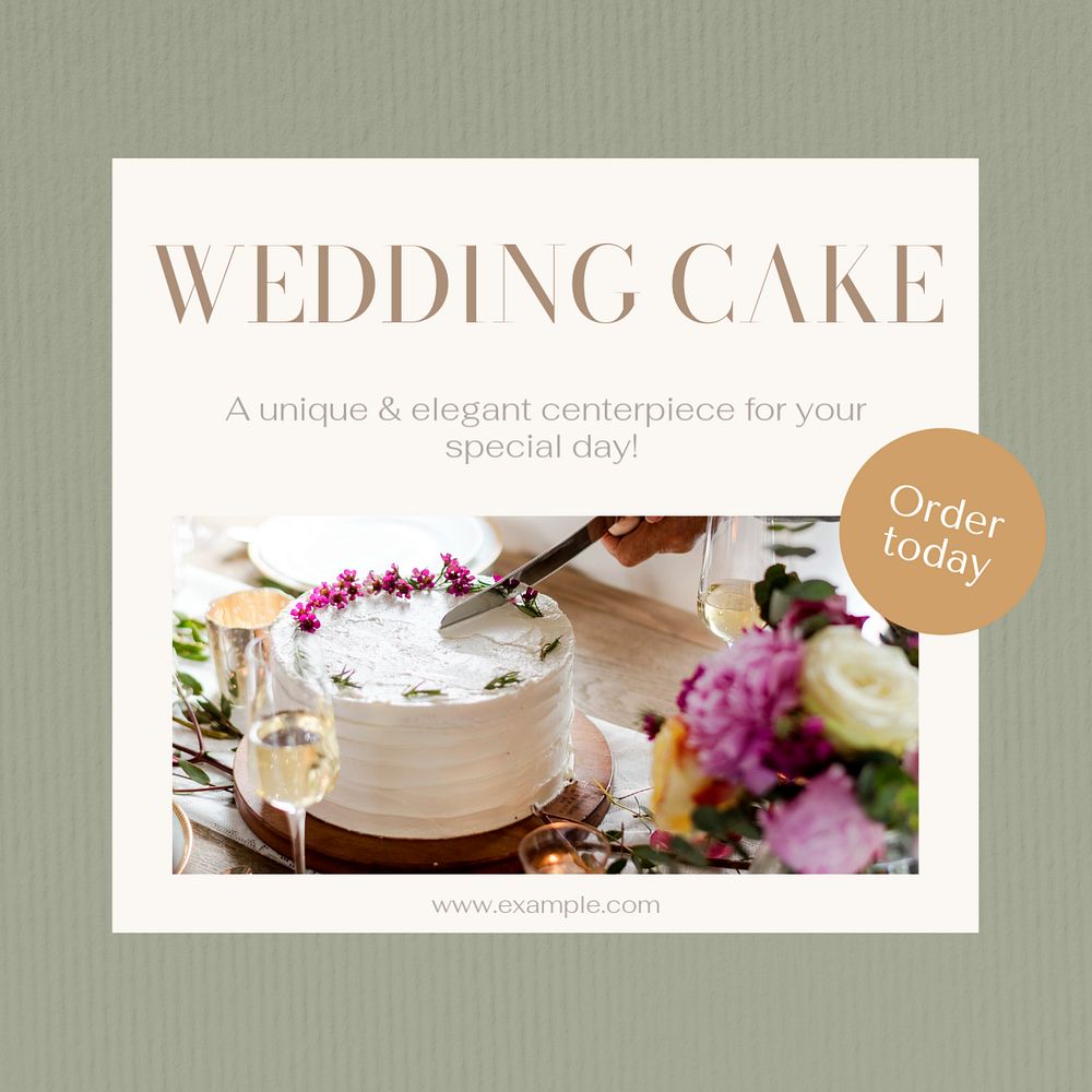 Wedding cake Instagram post template, editable text