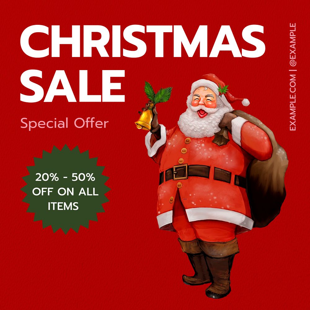 Christmas sale Instagram post template, editable text