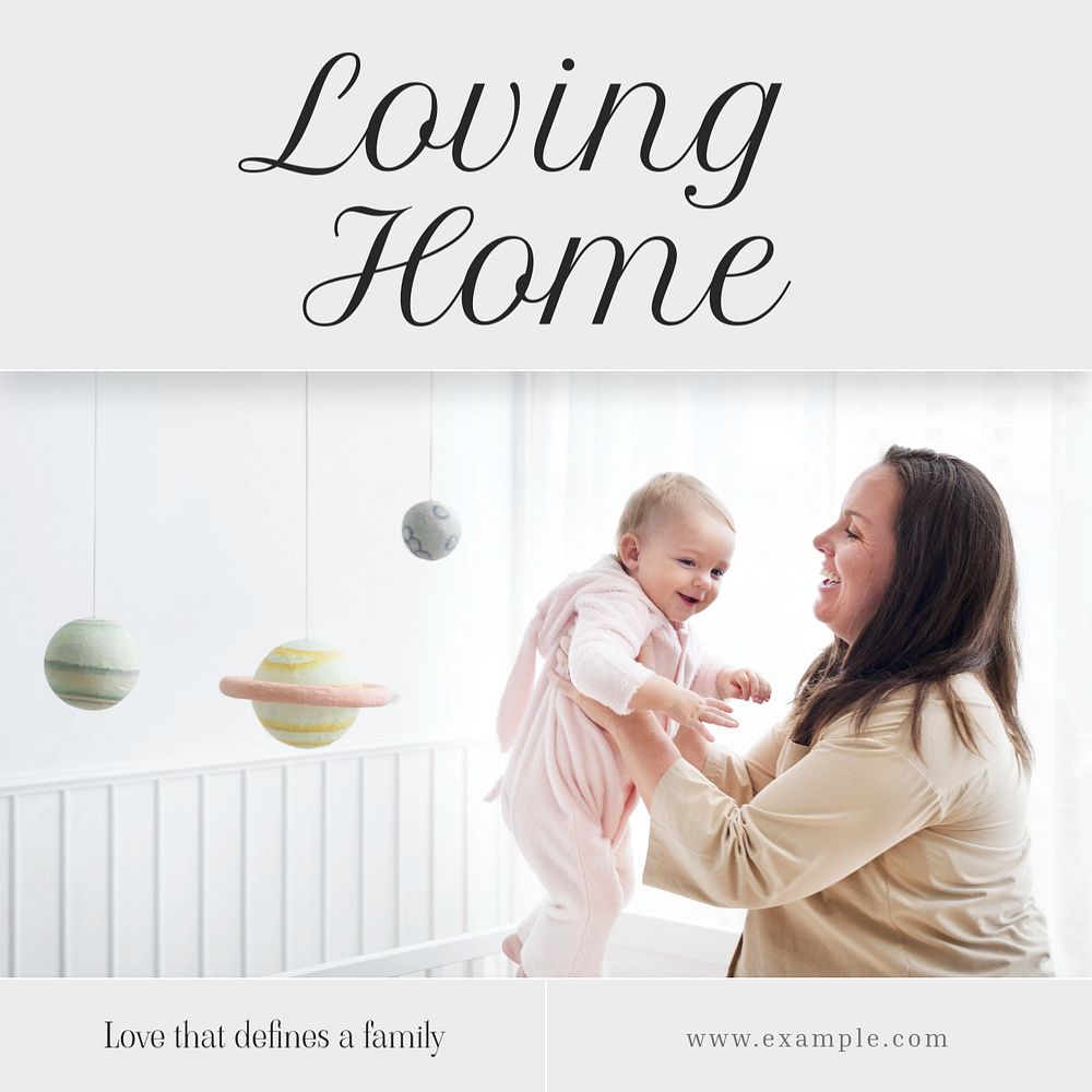 Loving home Instagram post template, editable text