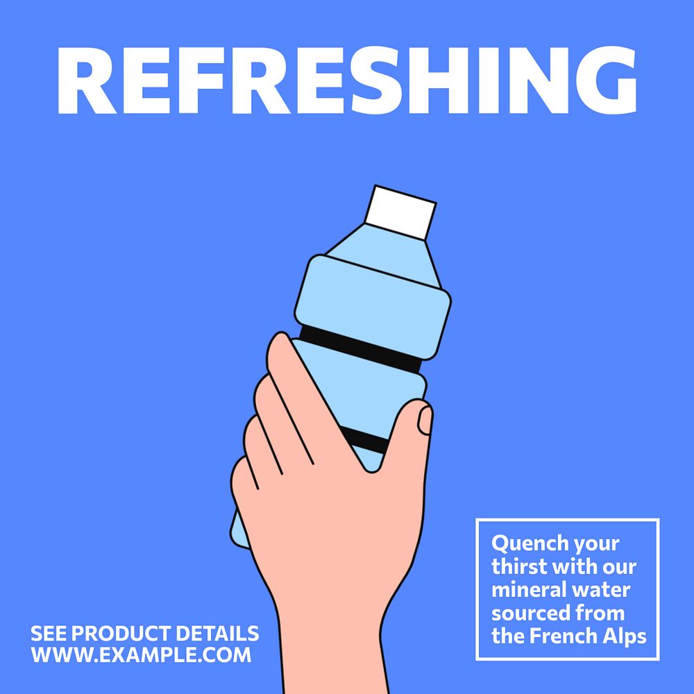 Refreshing water Instagram post template, editable text