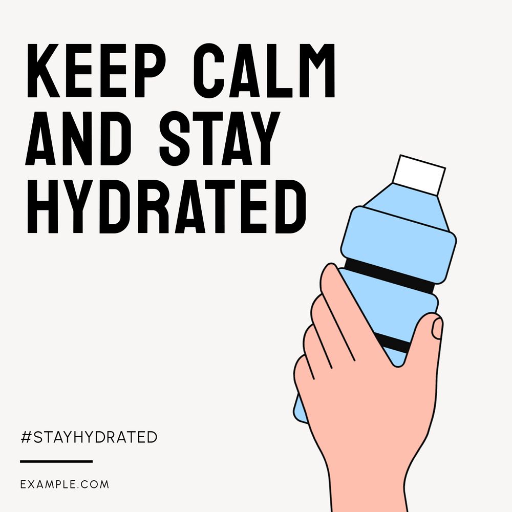 Stay hydrated Instagram post template, editable text