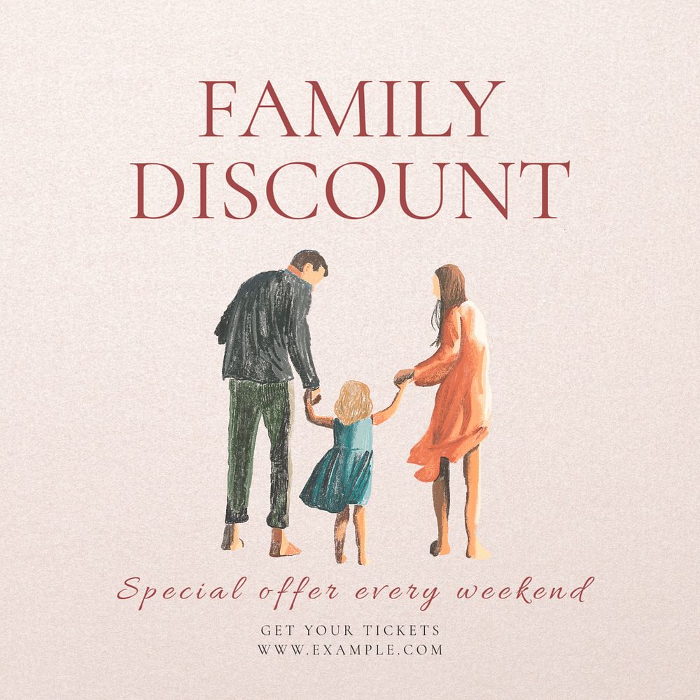 Family discount Instagram post template, editable text