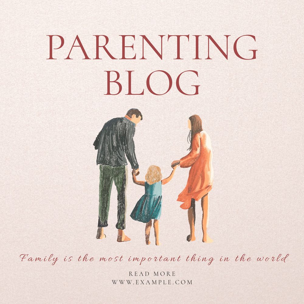 Parenting blog Instagram post template, editable text