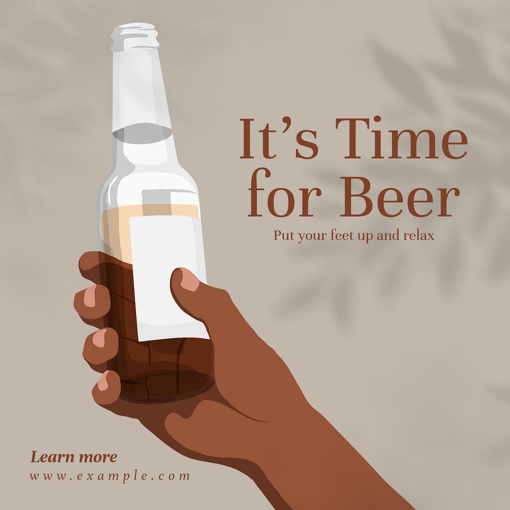 Beer time Instagram post template, editable text