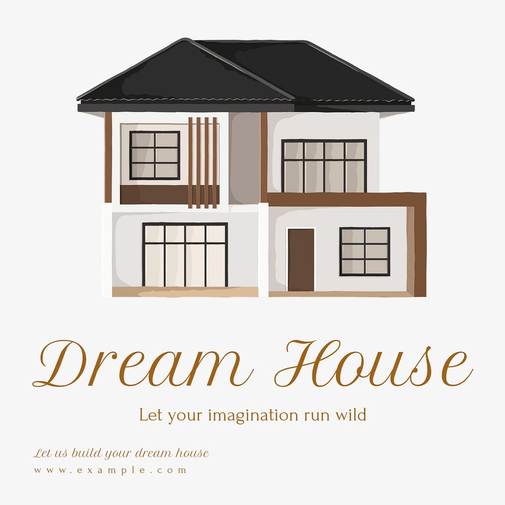 Dream house Instagram post template, editable text