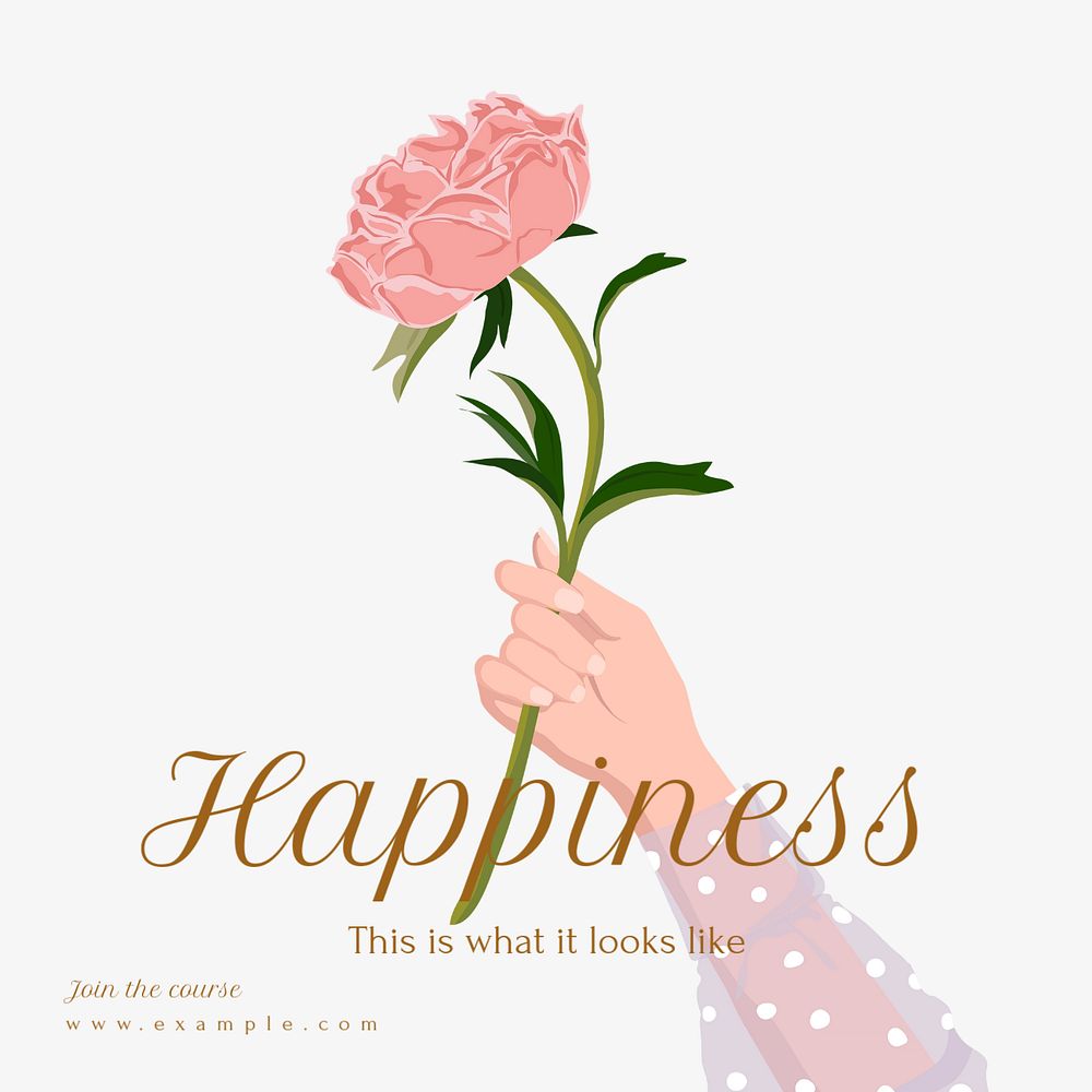 Happiness Instagram post template, editable text