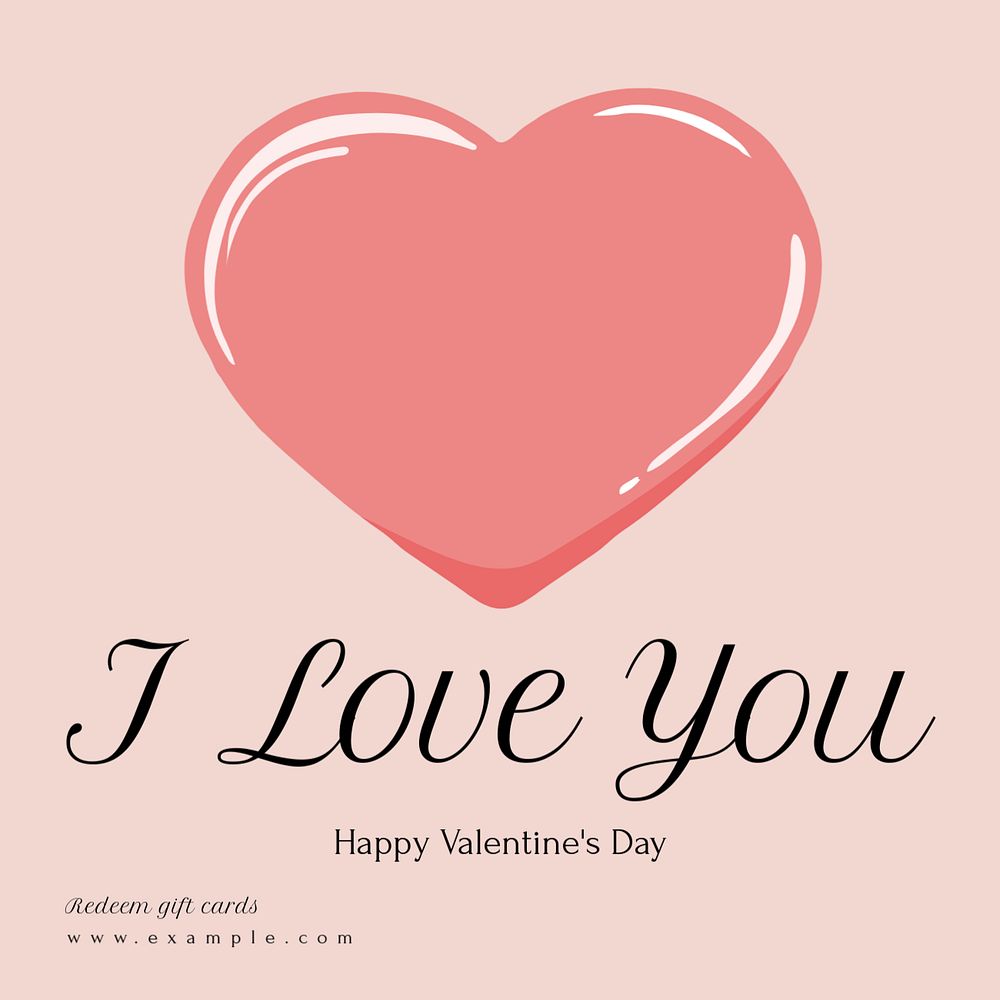 I love you Instagram post template, editable text