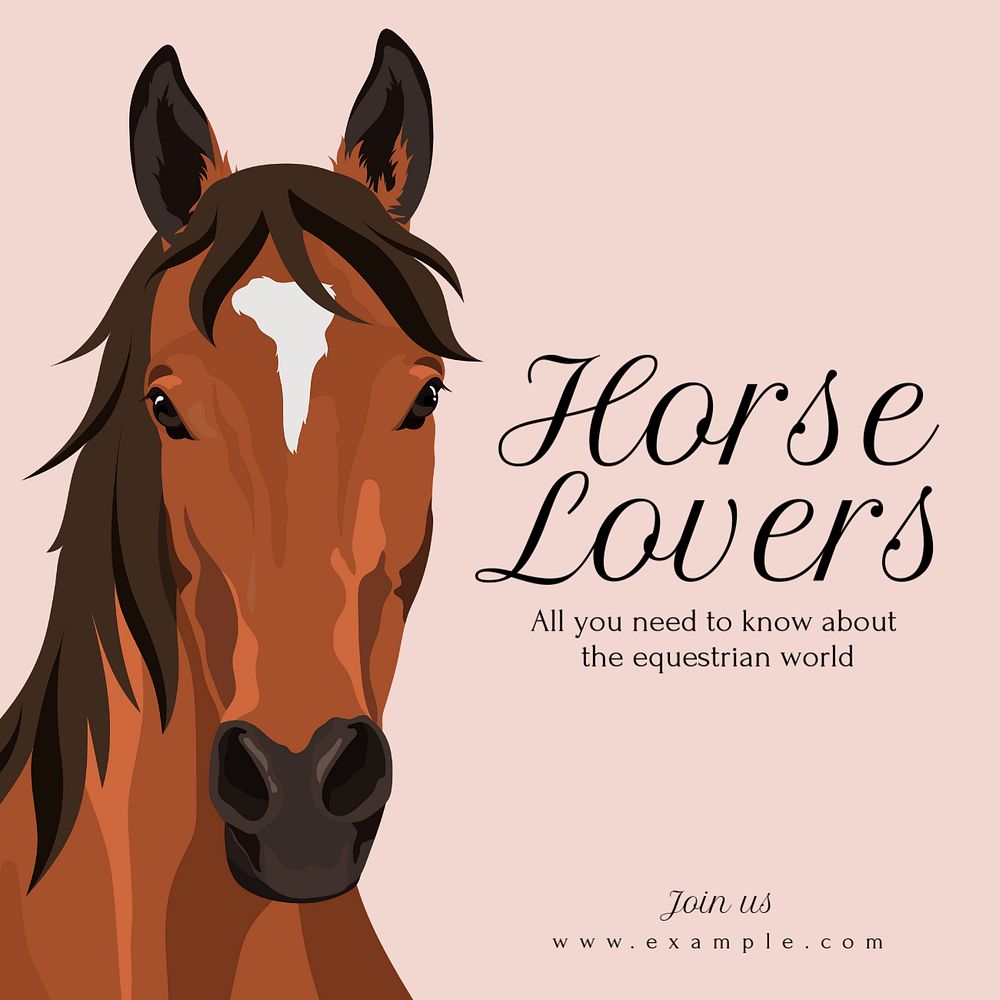 Horse lovers Instagram post template, editable text