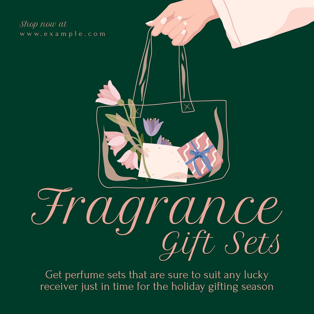 Fragrance gift sets Instagram post template, editable text