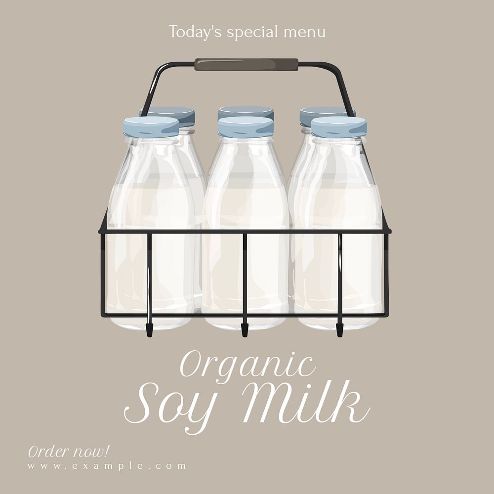 Soy milk Instagram post template, editable text