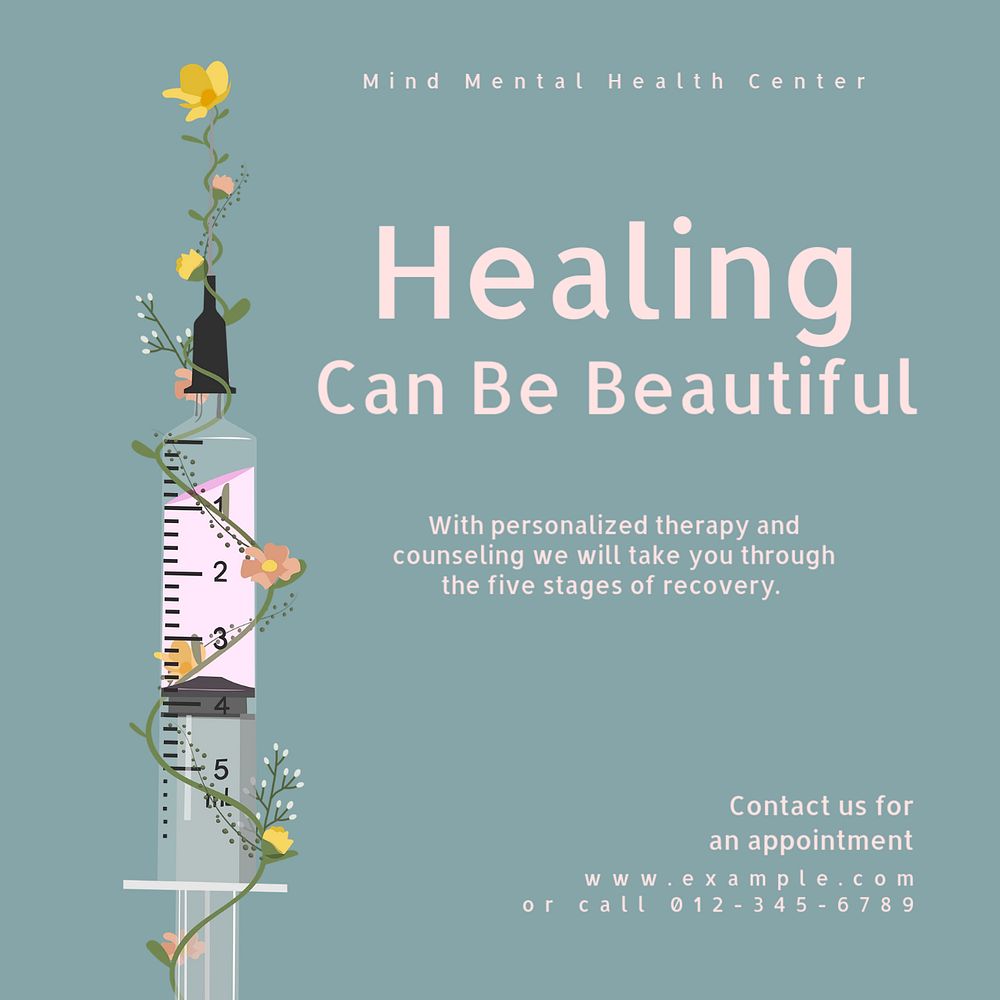 Healing & mental health Instagram post template, editable text