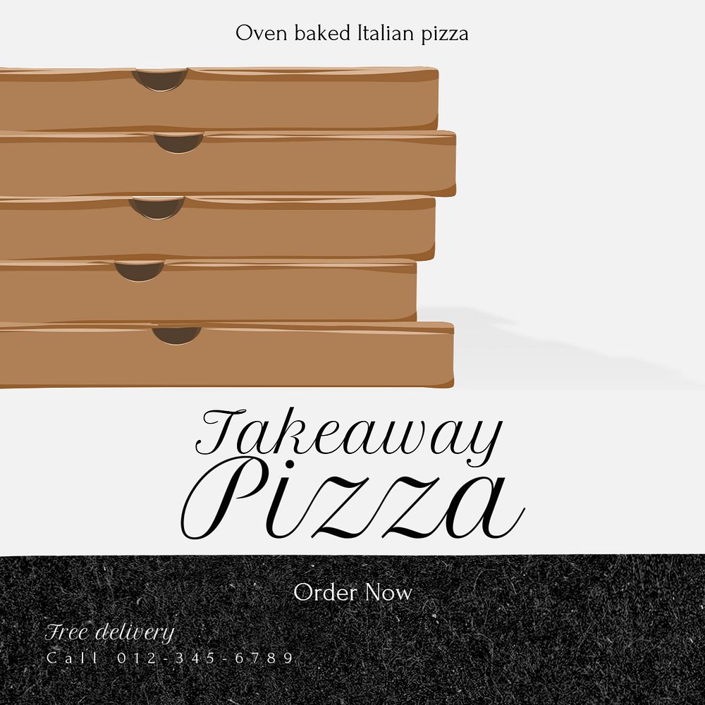 Takeaway pizza Instagram post template, editable text