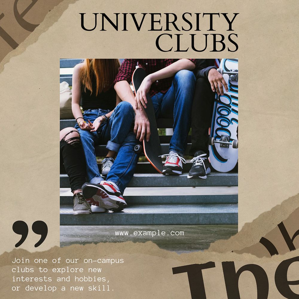 University clubs Instagram post template, editable text