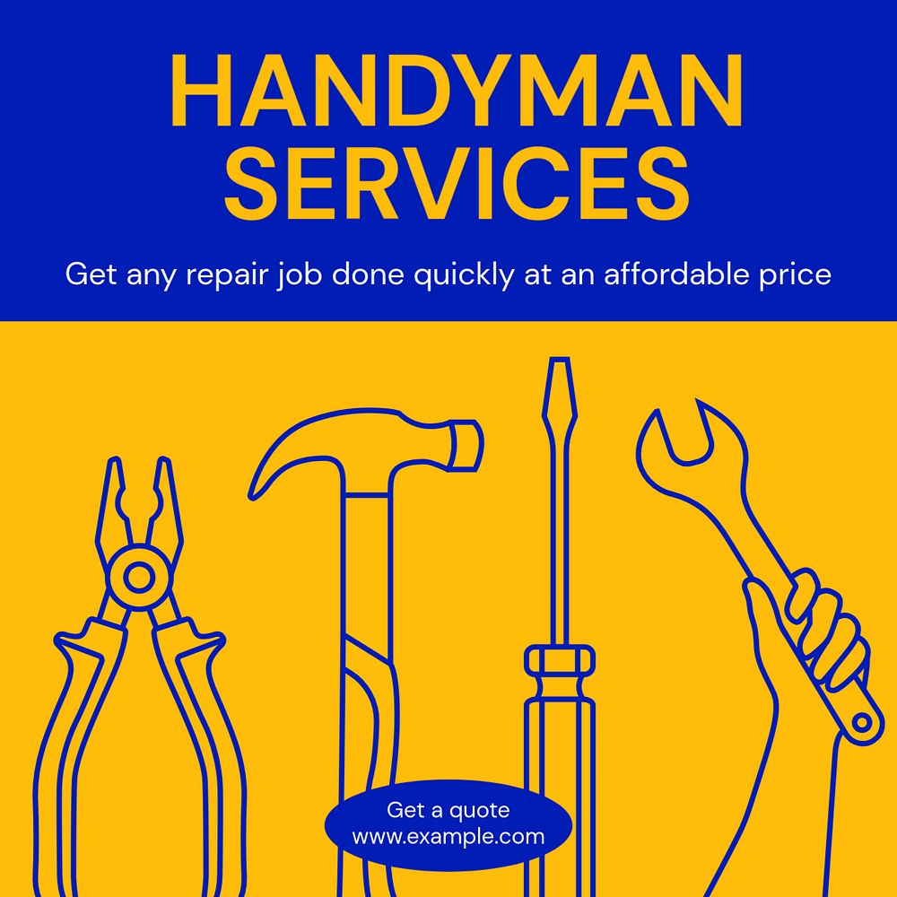 Handyman services Instagram post template, editable text