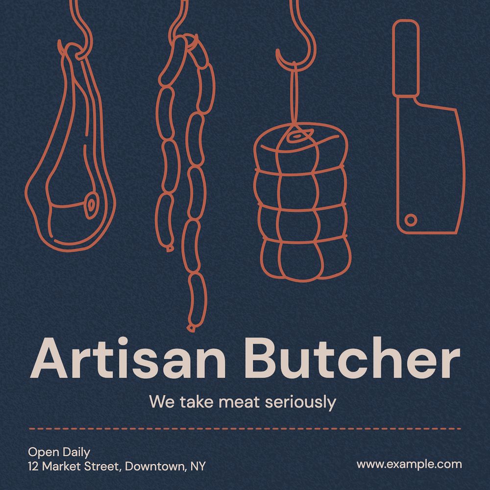 Artisan butcher Instagram post template, editable text