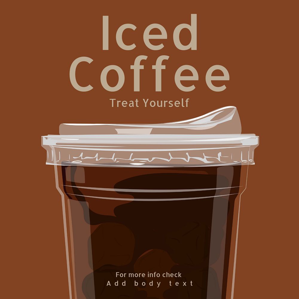 Iced coffee Instagram post template, editable text