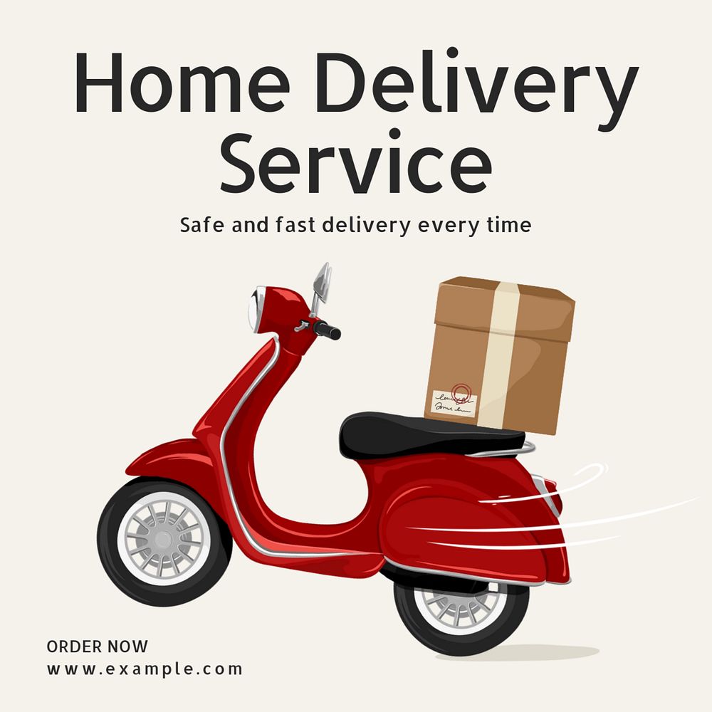 Delivery service Instagram post template, editable text