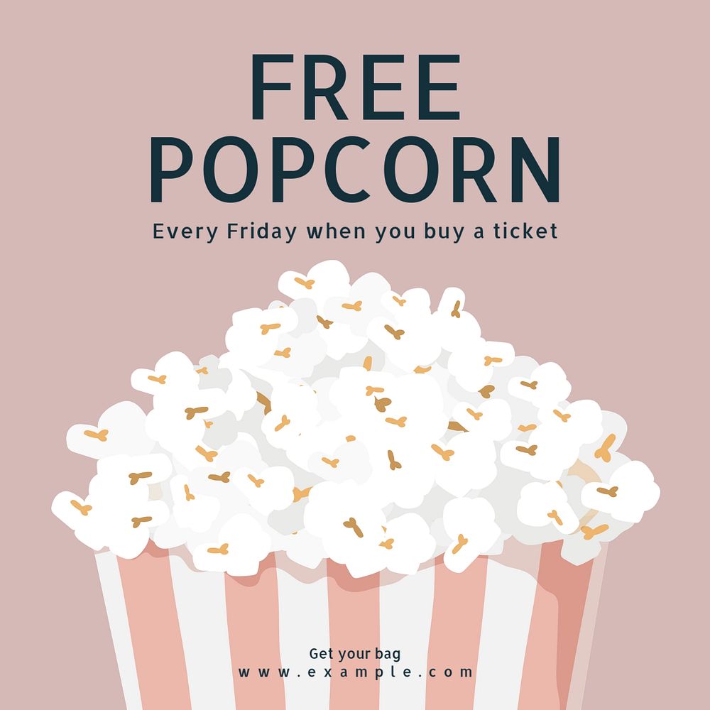 Free popcorn Instagram post template, editable text