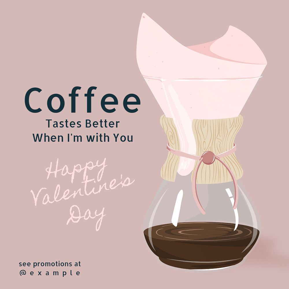 Coffee Valentine's Instagram post template, editable text