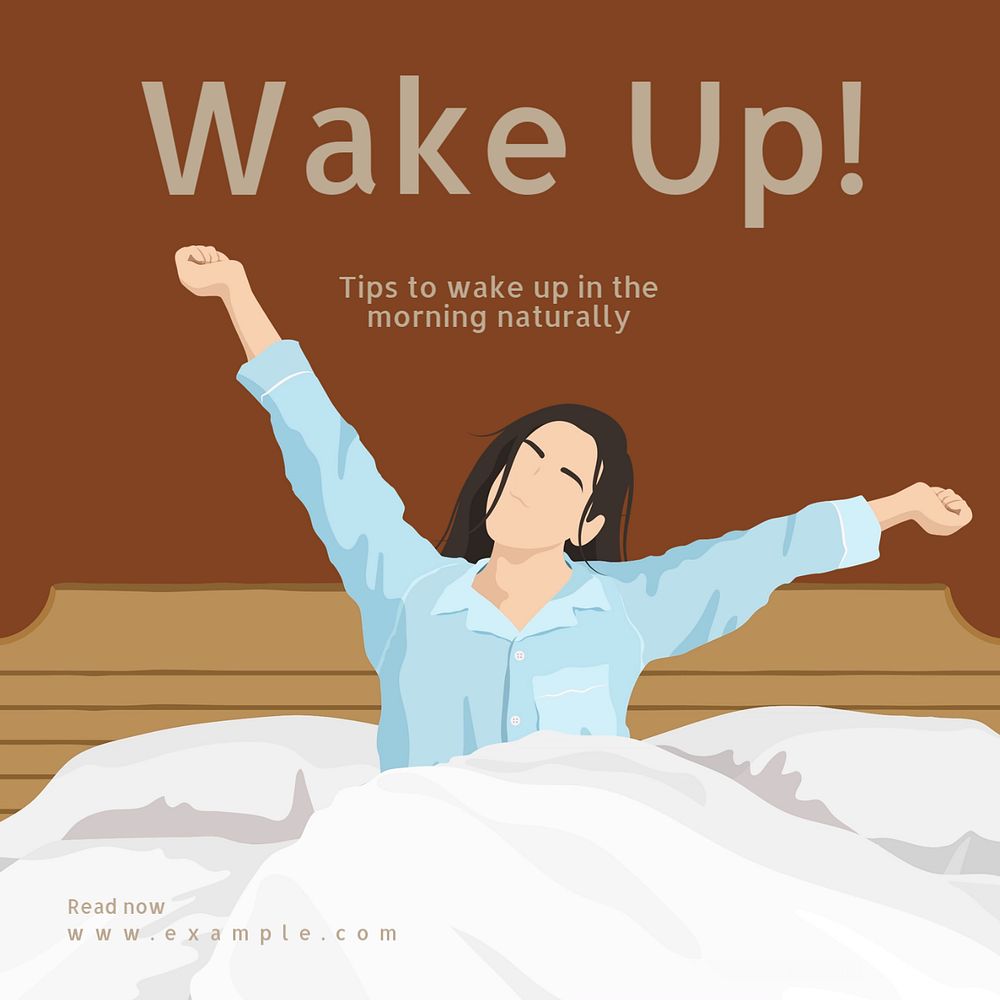 Wake up Instagram post template, editable text