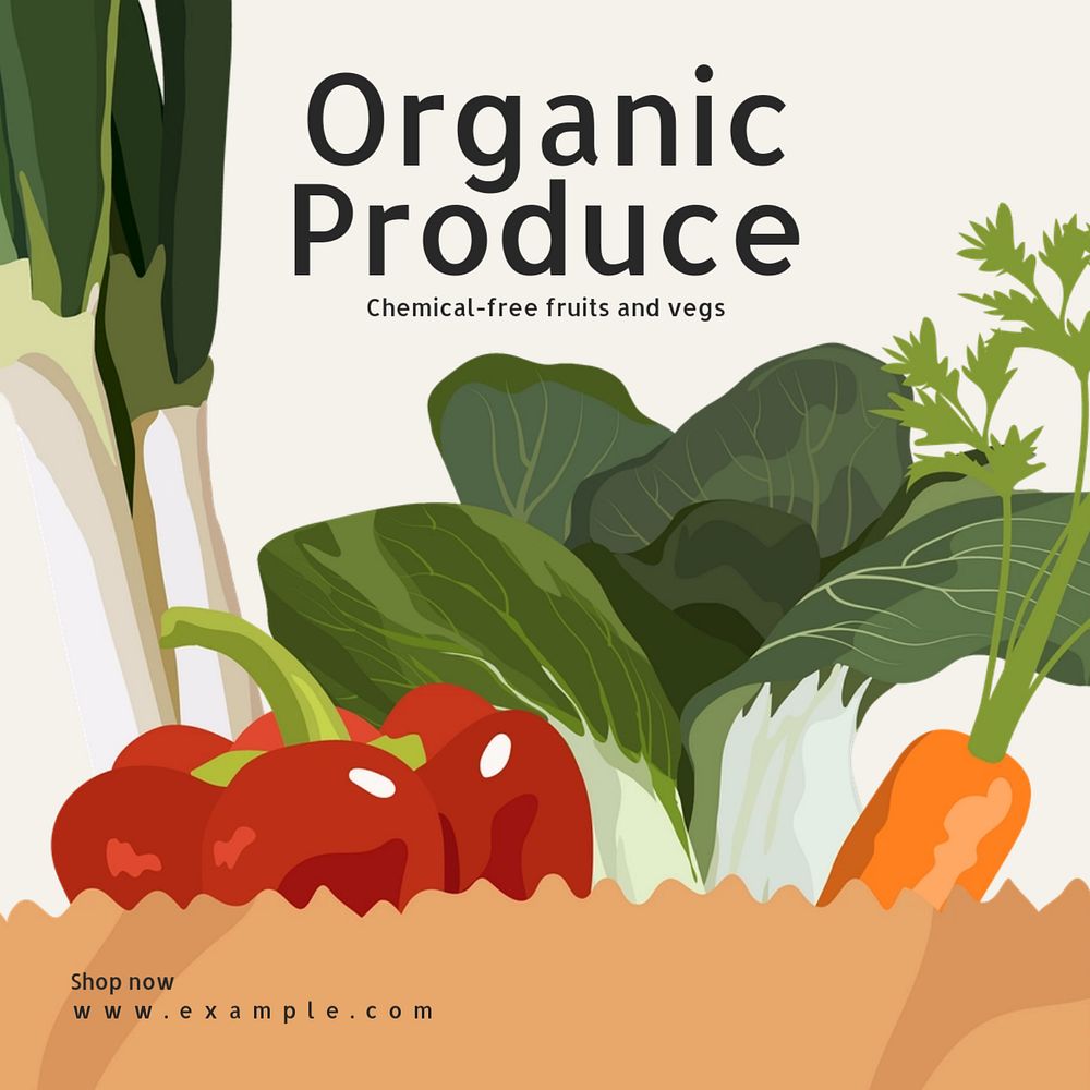 Organic produce Instagram post template, editable text