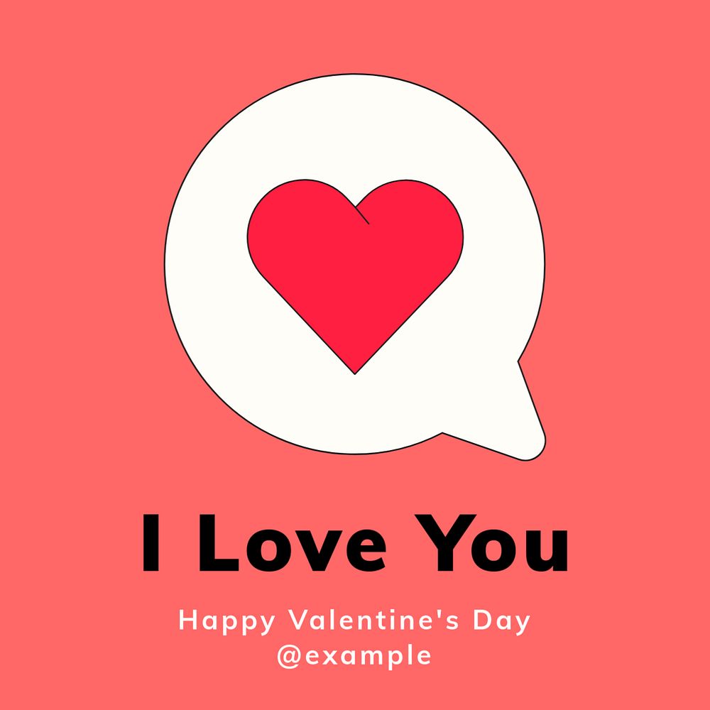 I love you Instagram post template, editable text