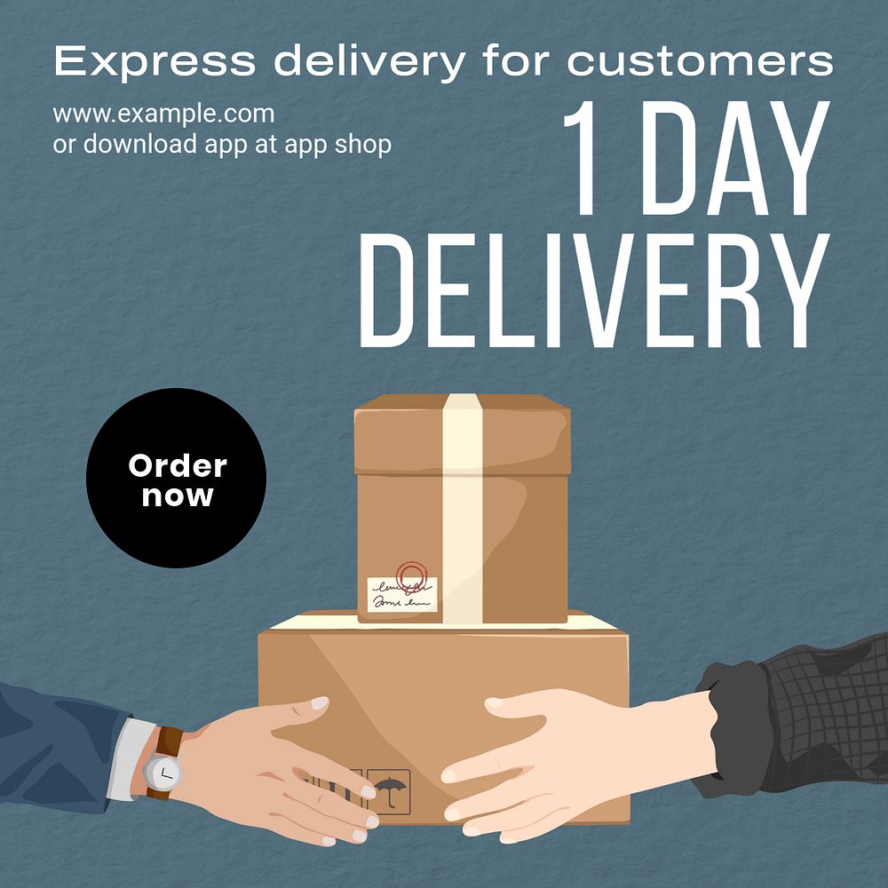 1 day delivery Instagram post template, editable text