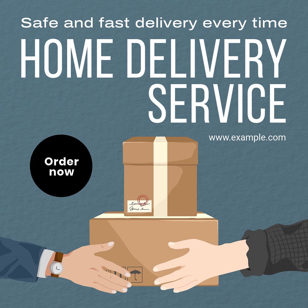 Delivery service Instagram post template, editable text