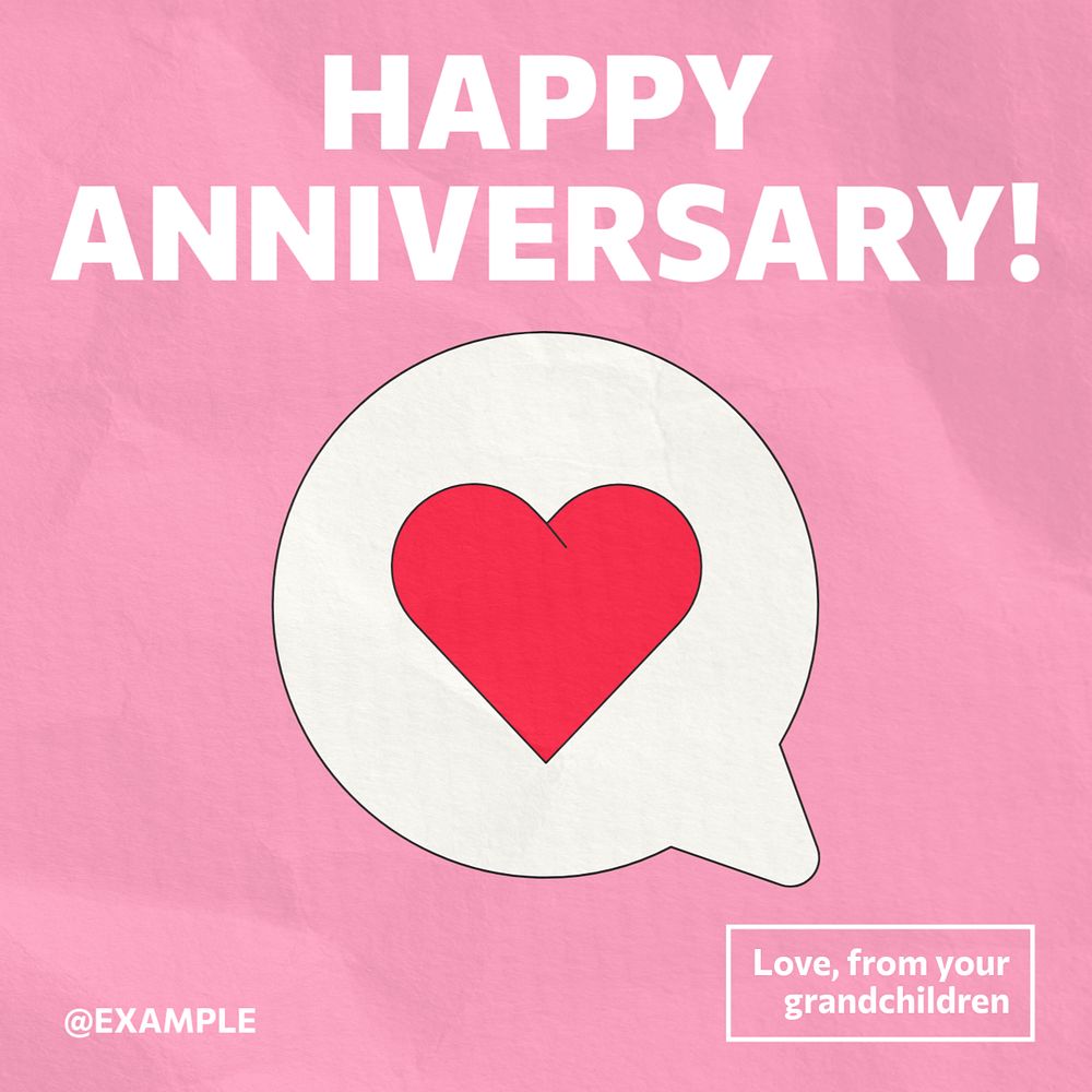 Happy anniversary Instagram post template, editable text