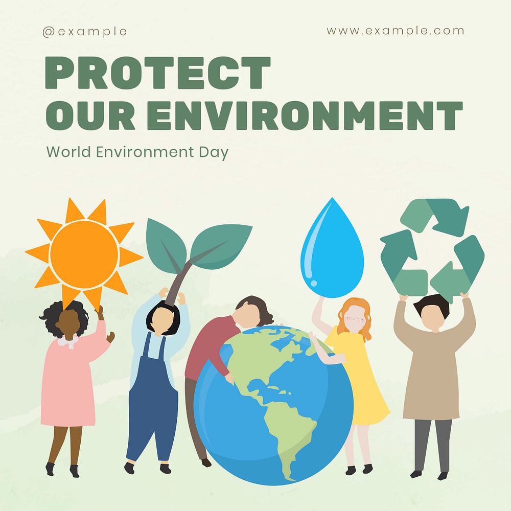 Protect environment Instagram post template, editable text