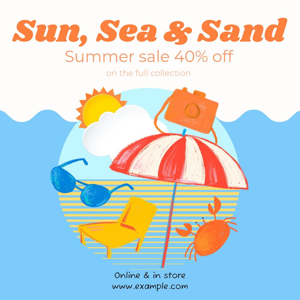 Summer sale Instagram post template, editable text