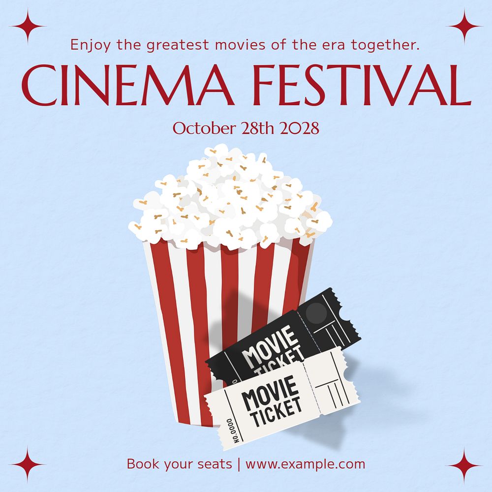 Cinema festival Instagram post template, editable text