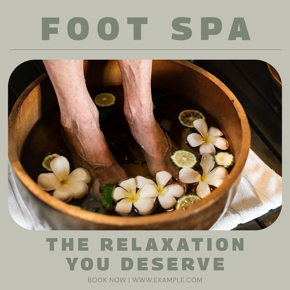 Foot spa Instagram post template, editable text