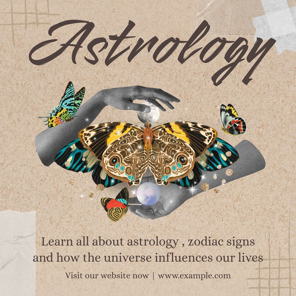 Astrology Instagram post template, editable text