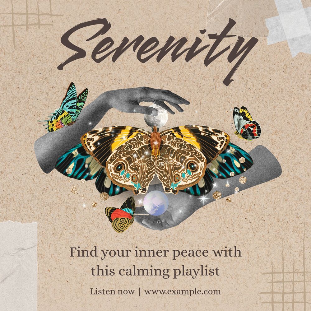 Inner peace music Instagram post template, editable text