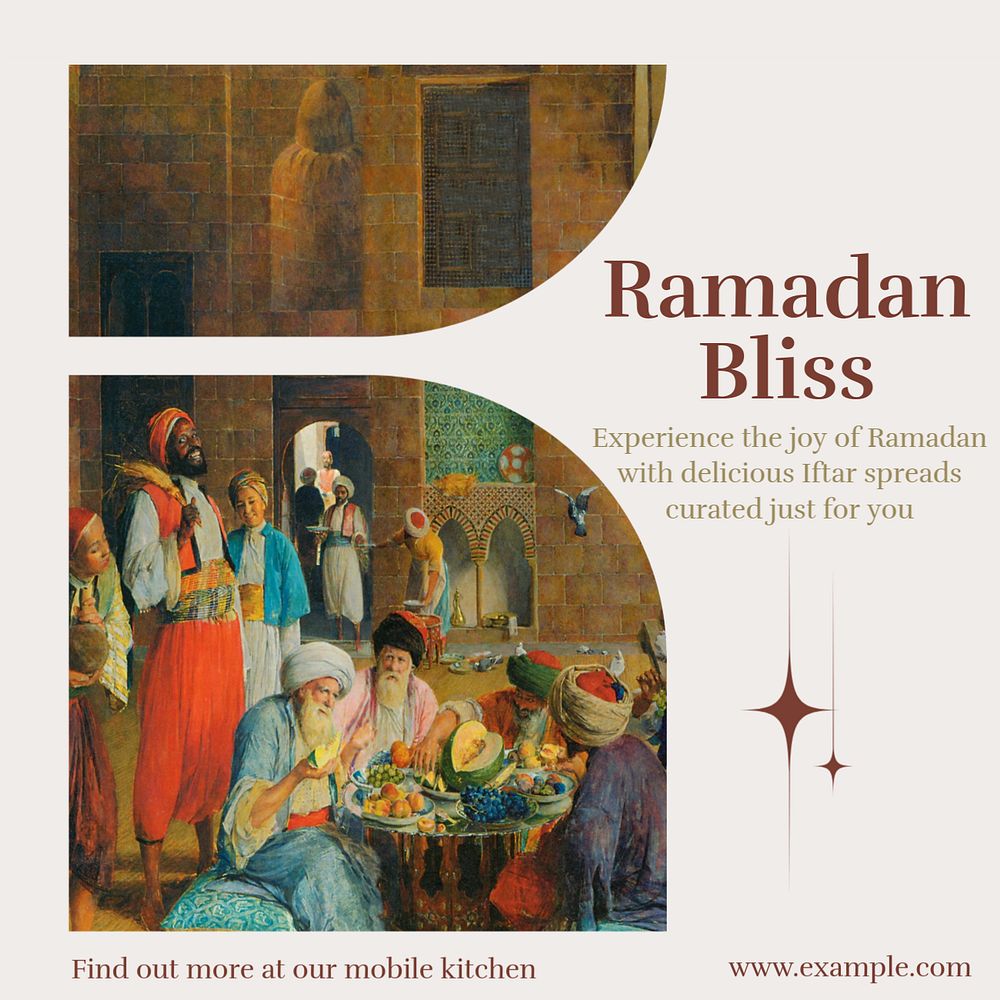 Ramadan bliss Instagram post template, editable text