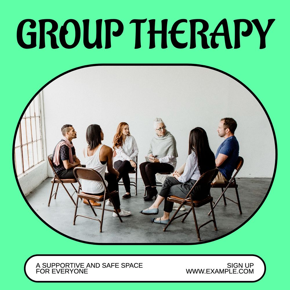 Group therapy Instagram post template, editable text