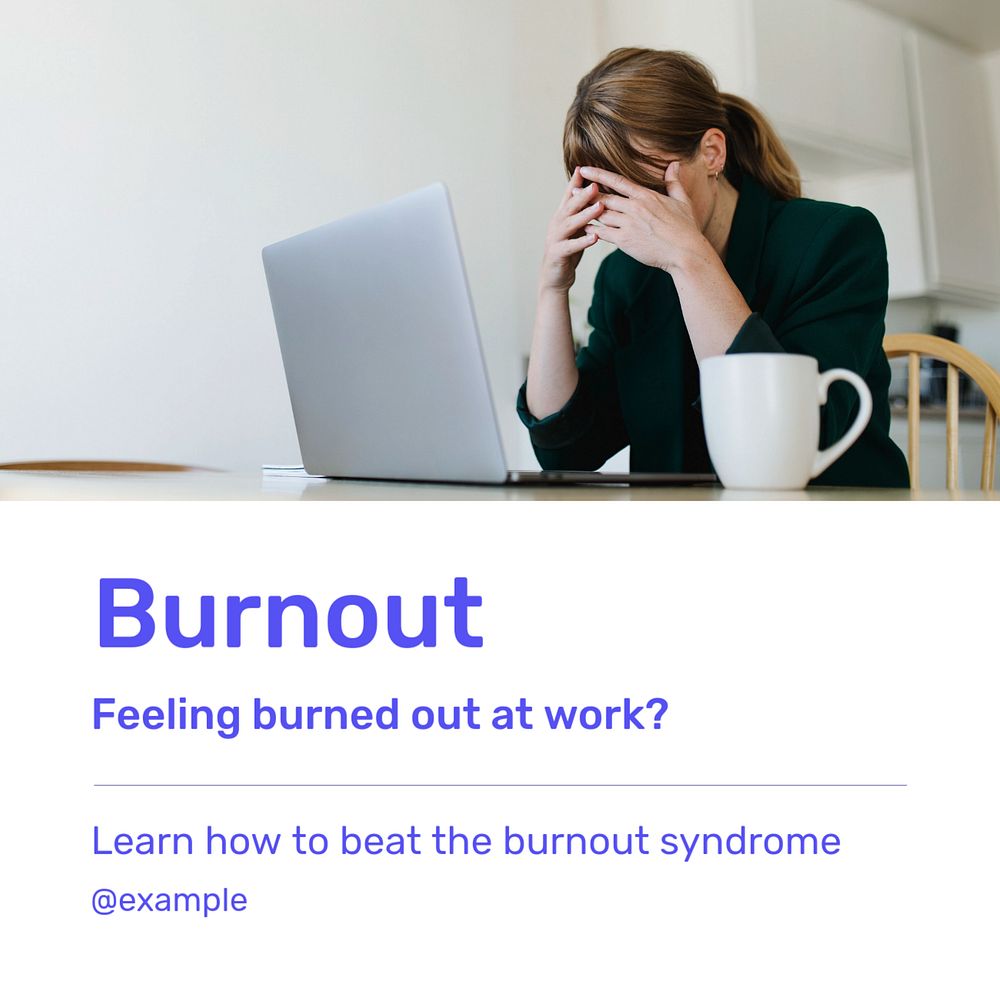 Burnout & stress Instagram post template, editable text