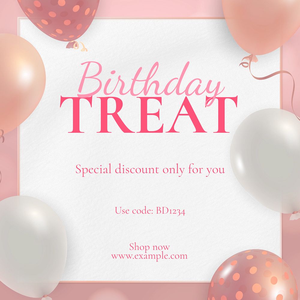 Birthday promotion Instagram post template, editable text