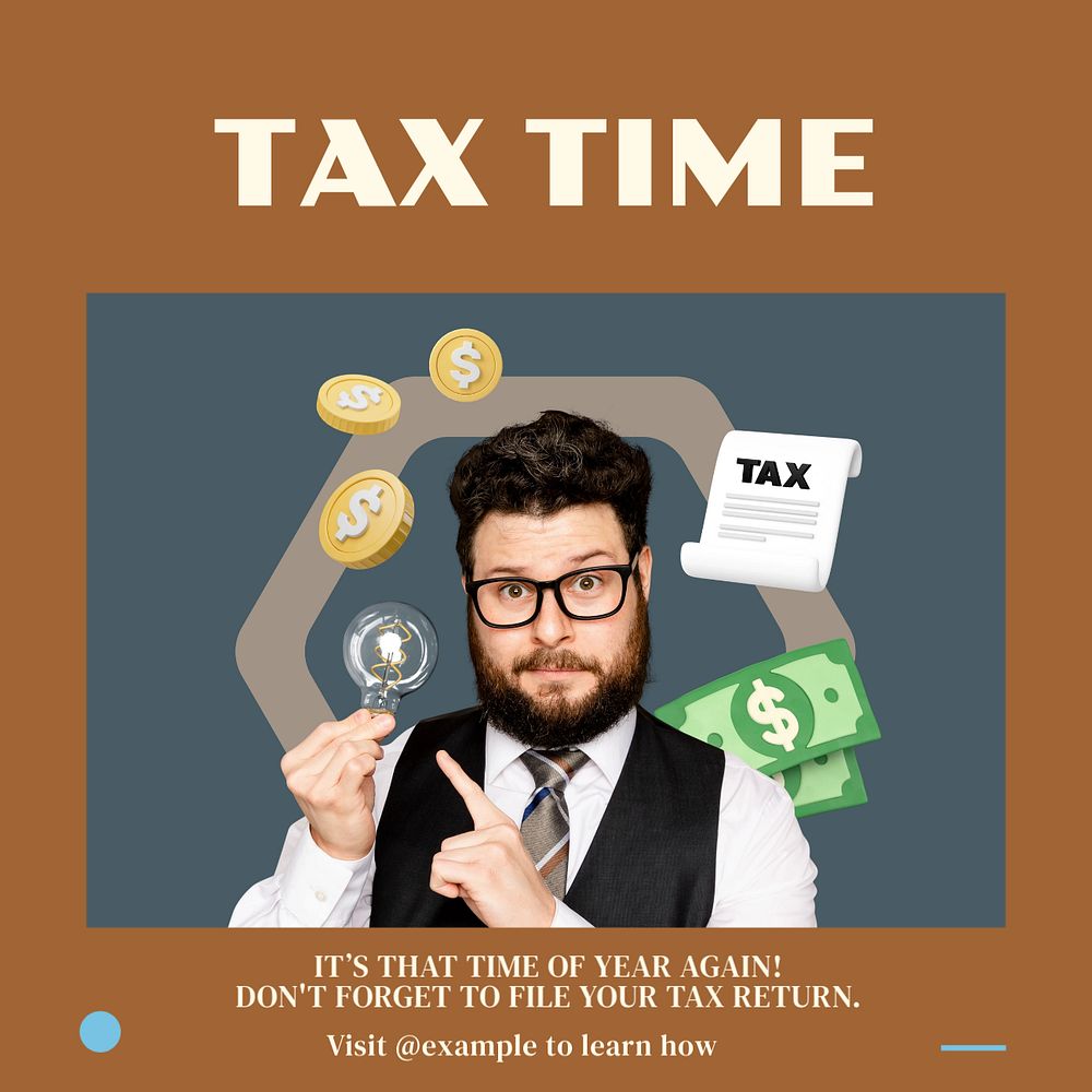 Tax return Instagram post template, editable text