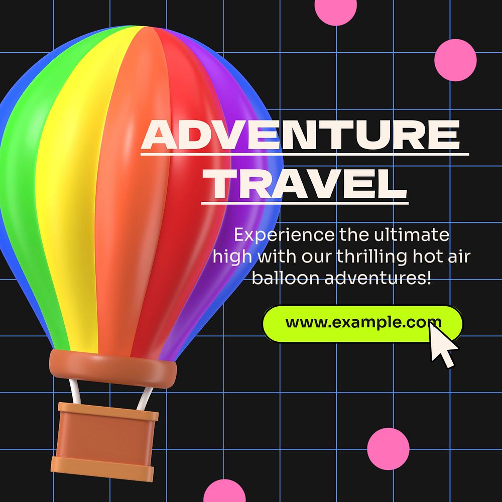 Adventure travel Instagram post template, editable text