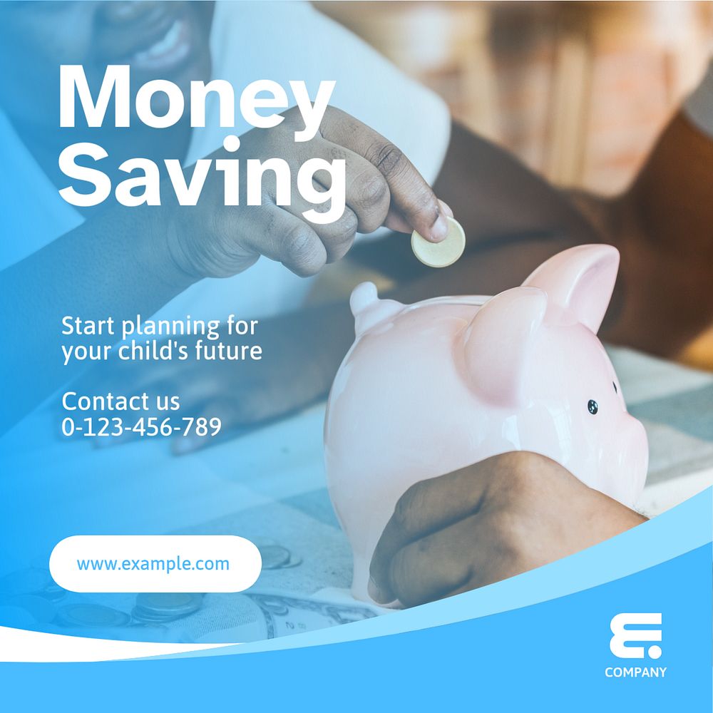 Saving money Instagram post template, editable text