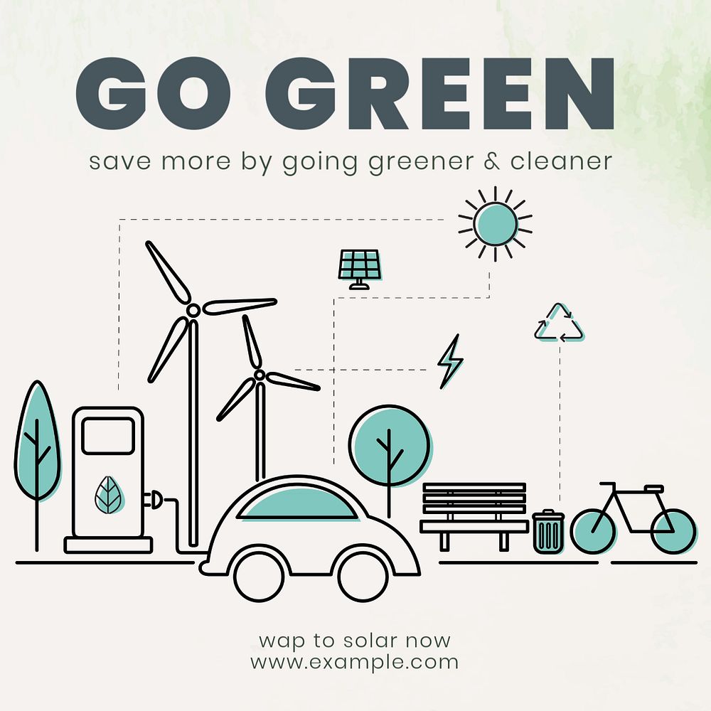 Go green Instagram post template, editable text