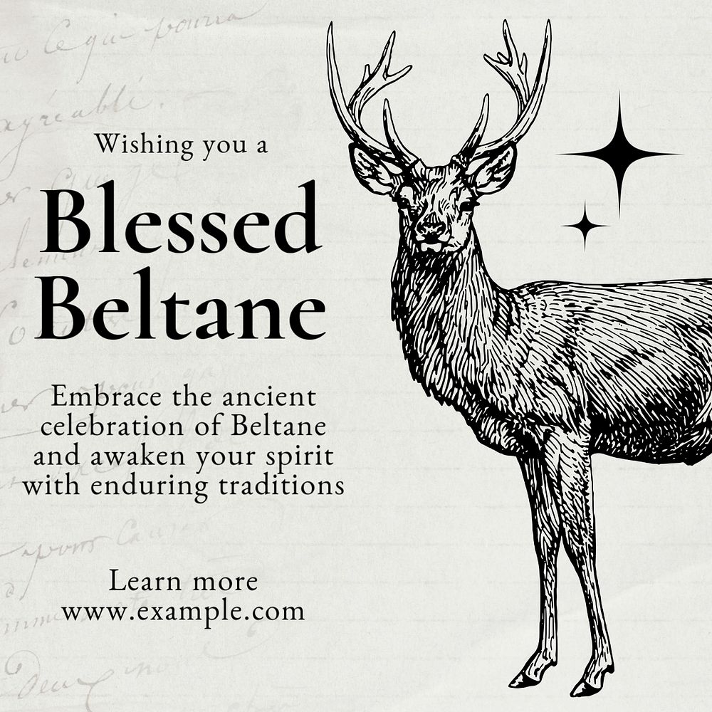 Spiritual Beltane celebration Instagram post template, editable text