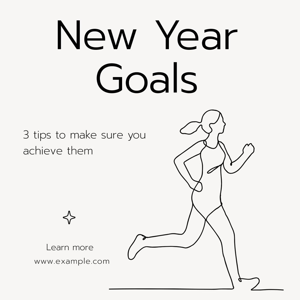 New year goals Instagram post template, editable text