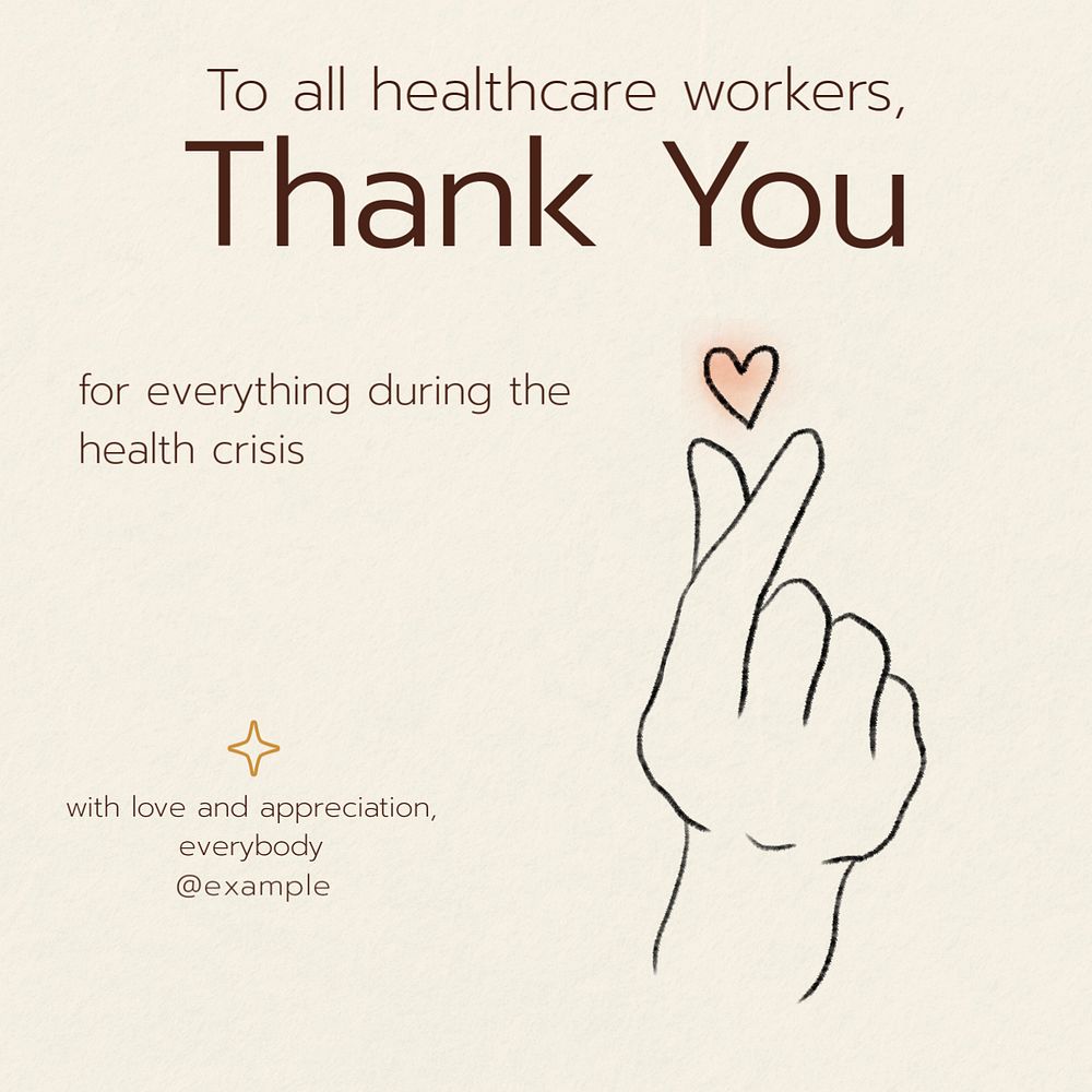 Healtchare workers Instagram post template, editable text