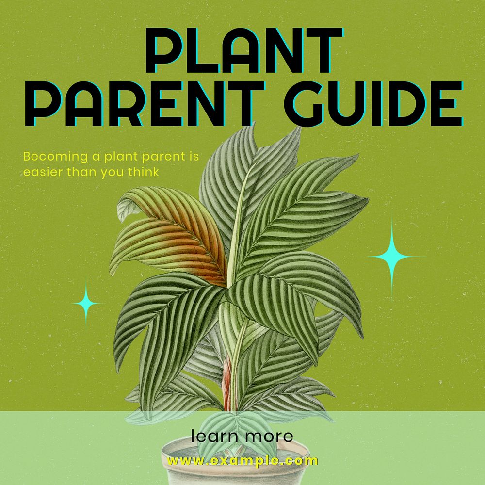 Plant parent guide Instagram post template, editable text