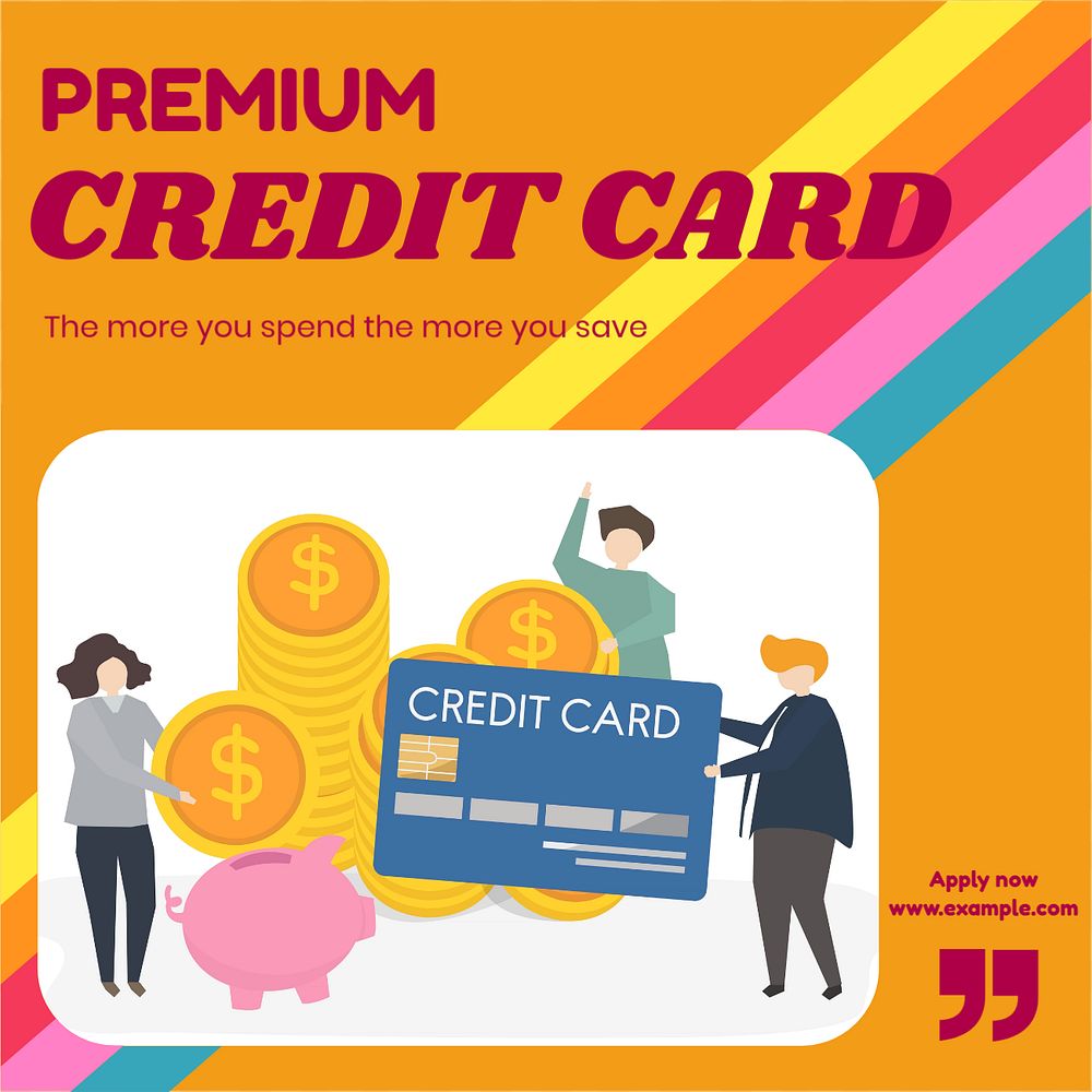 Premium credit card Instagram post template, editable text