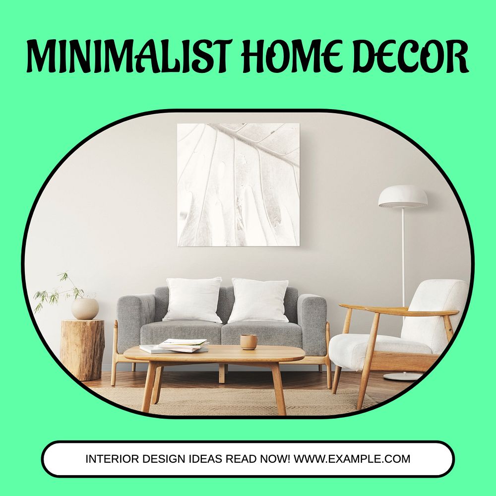 Minimalist home decor Instagram post template, editable text